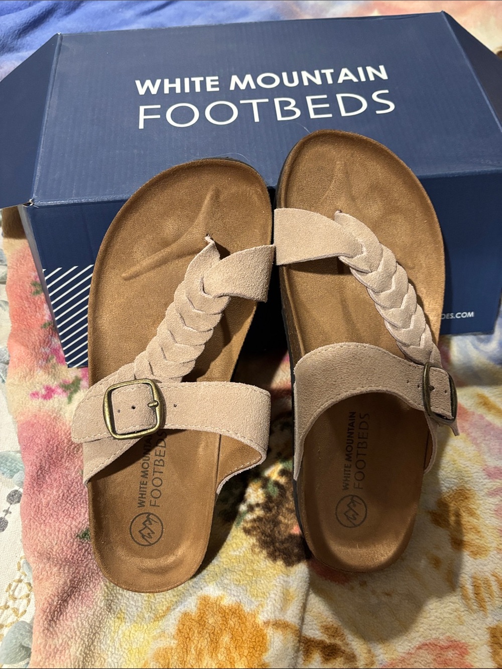 White Mountain Braided Suede Slide Sandals - Beige